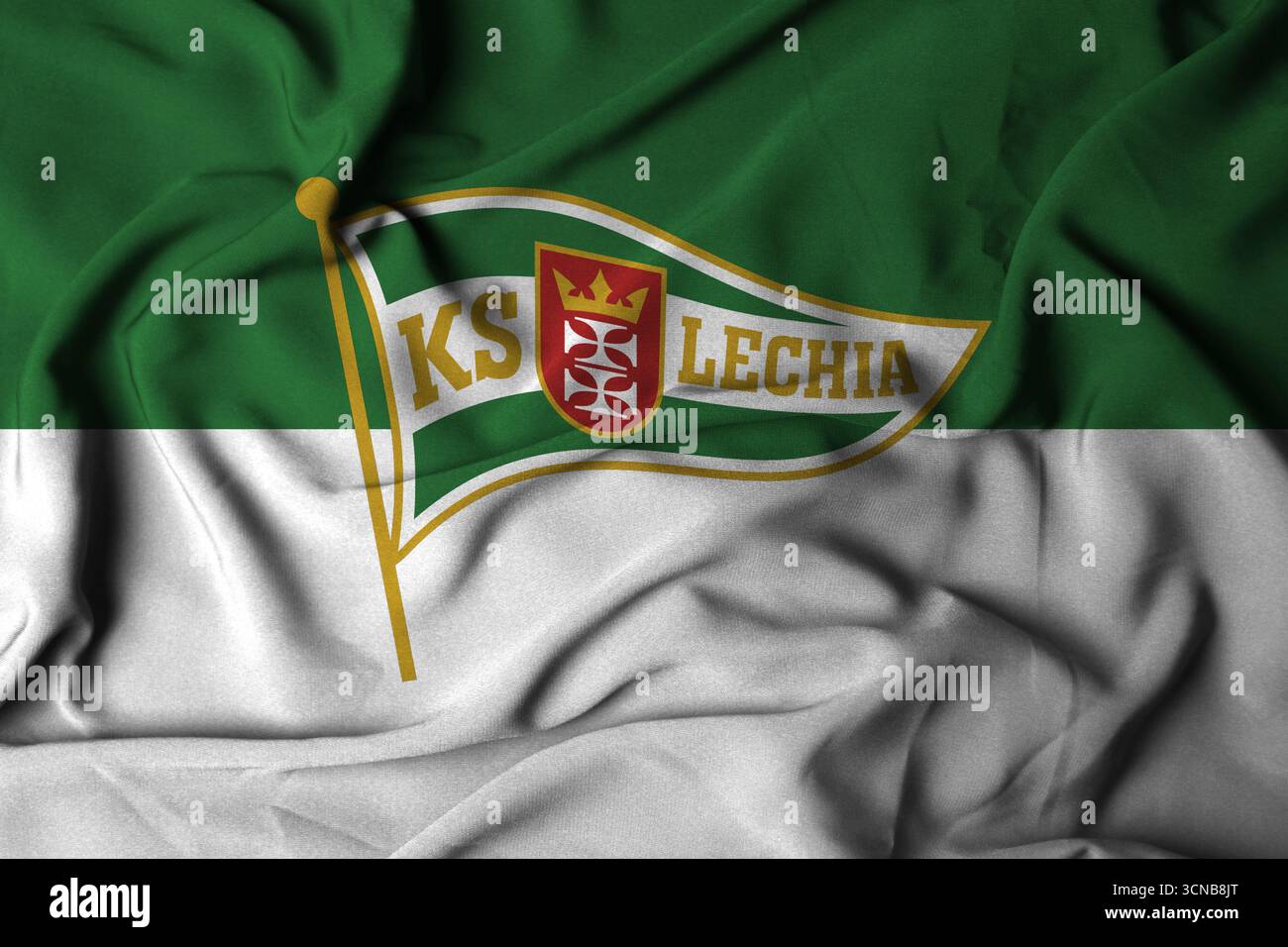 Pringsewu, Lampung ; 20 septembre 2025 ; le logo sur le drapeau du Lechia Gdansk Football Club dans la ligue polonaise Ekstraklasa Banque D'Images