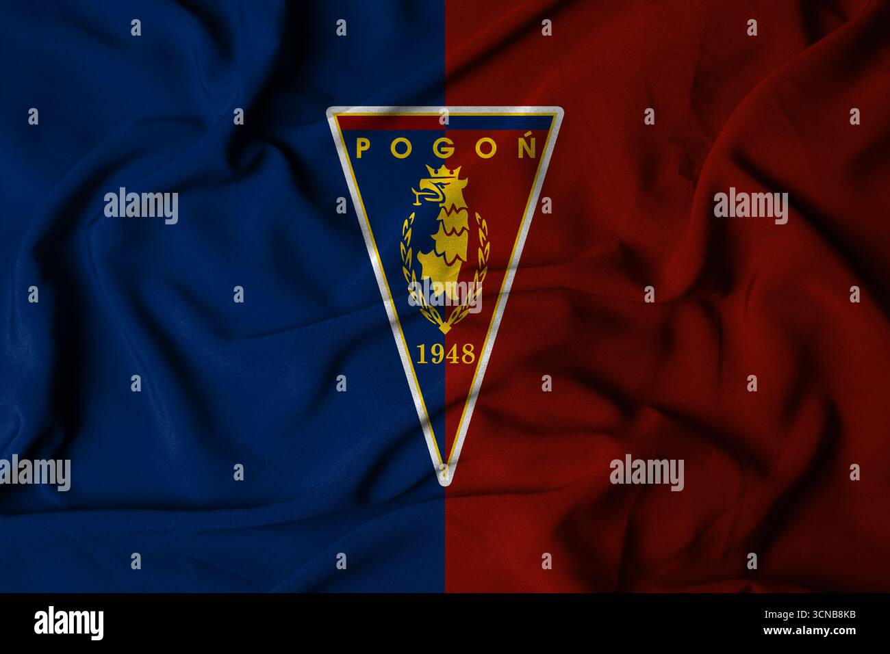 Pringsewu, Lampung ; 20 septembre 2025 ; le logo sur le drapeau du club de football de Pogo Szczecin dans la ligue polonaise Ekstraklasa Banque D'Images