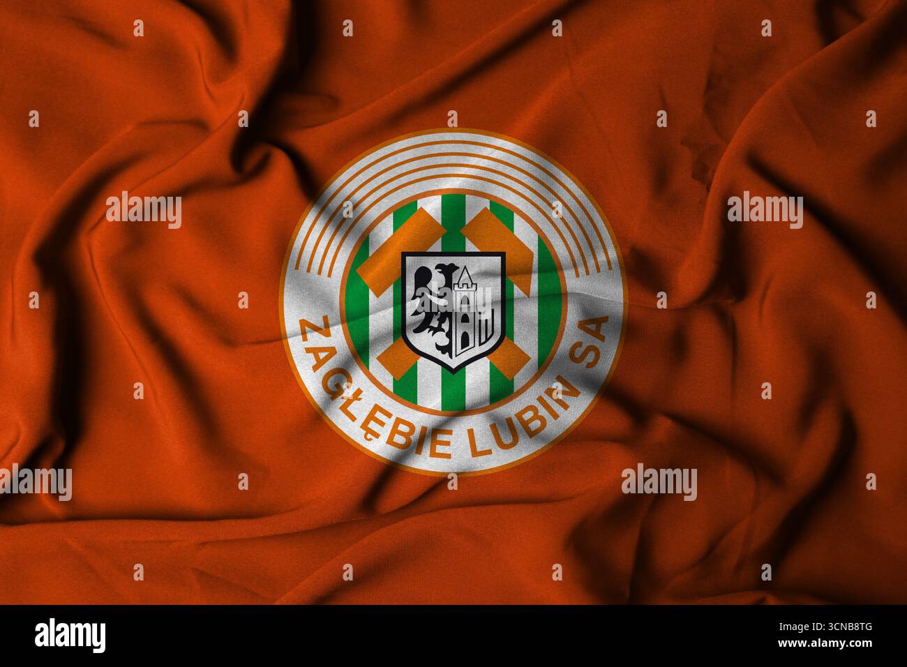 Pringsewu, Lampung ; 20 septembre 2025 ; le logo sur le drapeau du club de football Zaglebie Lubin dans la ligue polonaise Ekstraklasa Banque D'Images