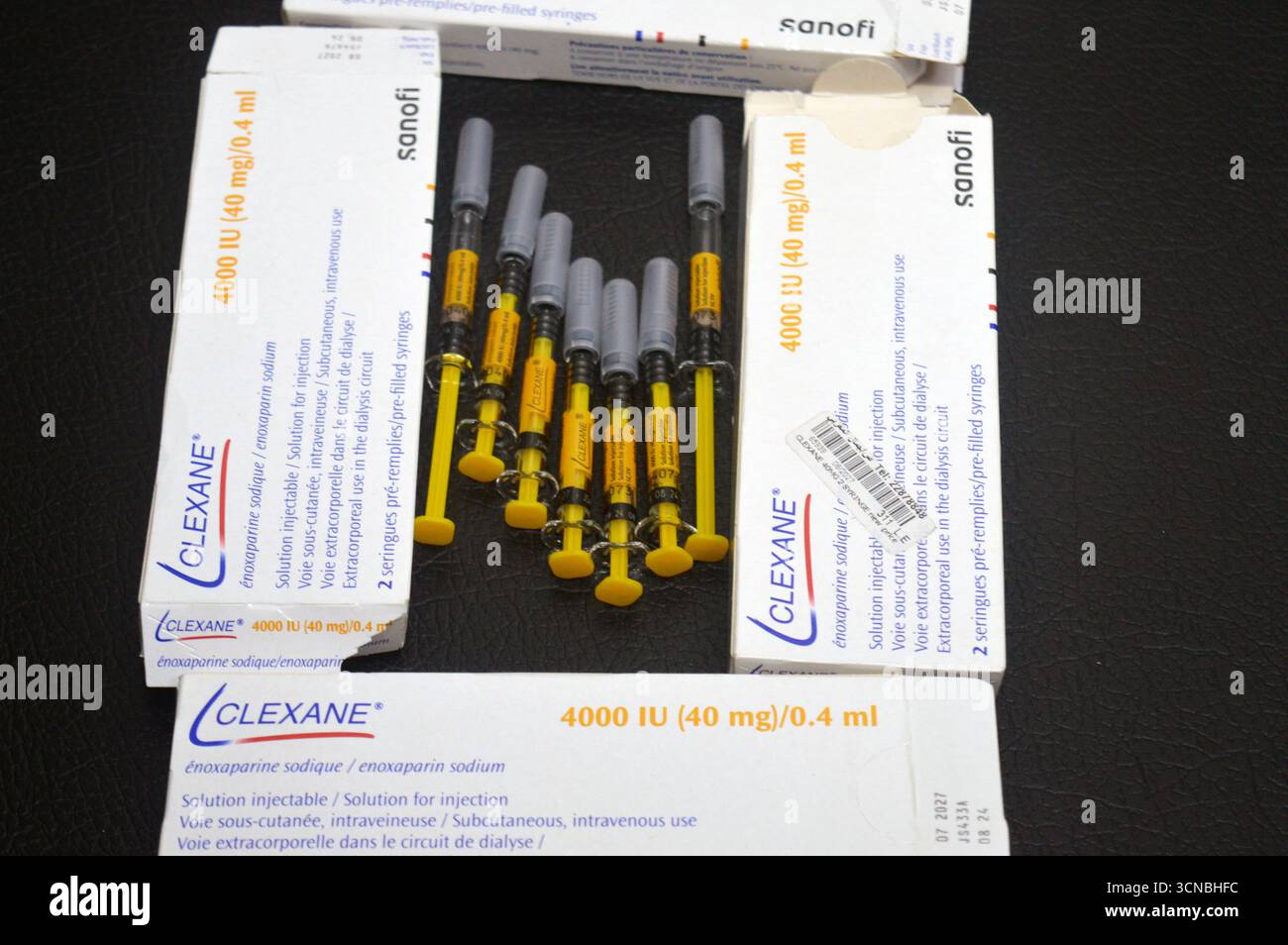 Le Caire, Egypte, 16 septembre 2025 : Clexane énoxaparine sodique de Sanofi, un médicament anticoagulant (fluidifiant sanguin), traite et prévient les thrombo veineux profonds Banque D'Images