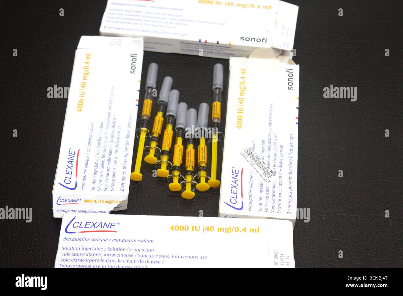 Le Caire, Egypte, 16 septembre 2025 : Clexane énoxaparine sodique de Sanofi, un médicament anticoagulant (fluidifiant sanguin), traite et prévient les thrombo veineux profonds Banque D'Images