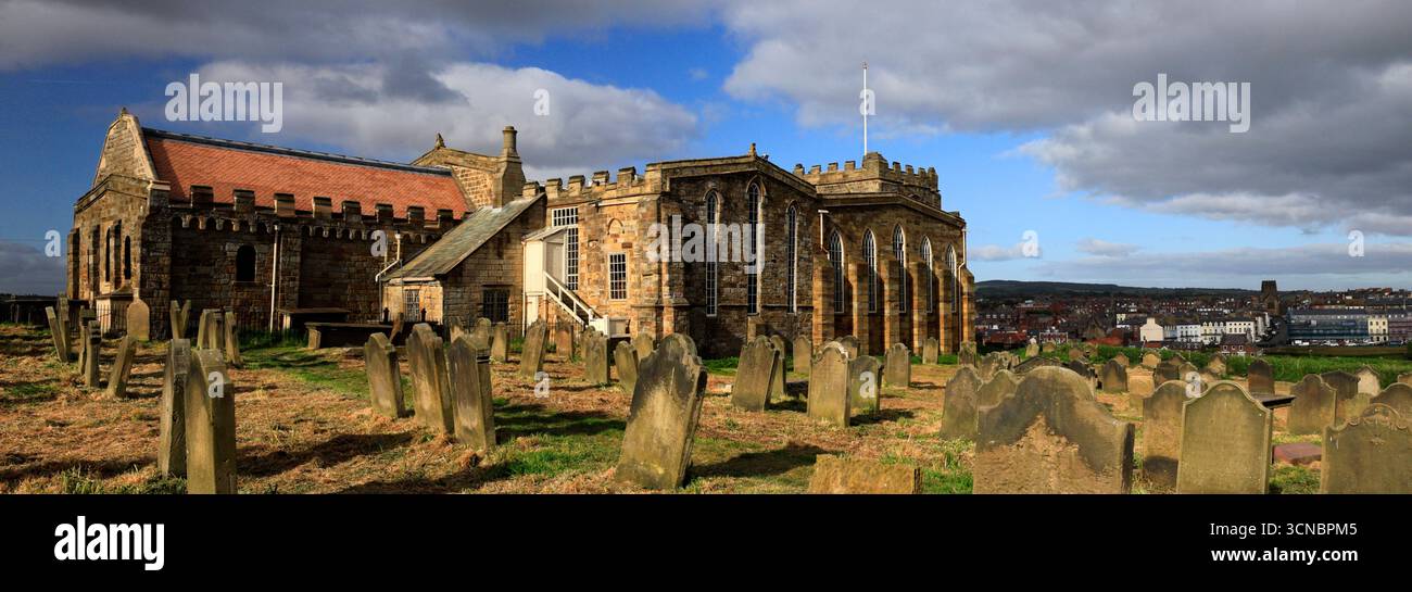 Église St Marys, ville de Whitby, côte du Yorkshire du Nord, Angleterre, Royaume-Uni Banque D'Images