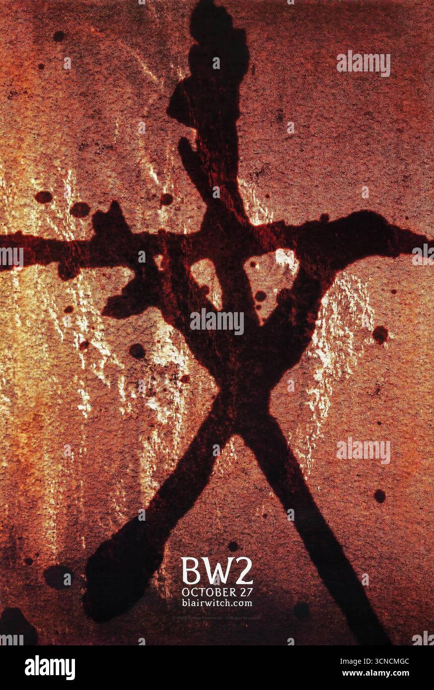 Book of Shadows : Blair Witch 2 (2000) réalisé par Joe Berlinger et mettant en vedette Jeffrey Donovan, Kim Director, et Erica Leerhsen. Une suite d'horreur surnaturelle de The Blair Witch Project, explorant l'hystérie et l'obstination à Burkittsville. Photographie d'une affiche teaser originale américaine de 2000 À USAGE ÉDITORIAL EXCLUSIF. Crédit : BFA / Artisan Entertainment Banque D'Images