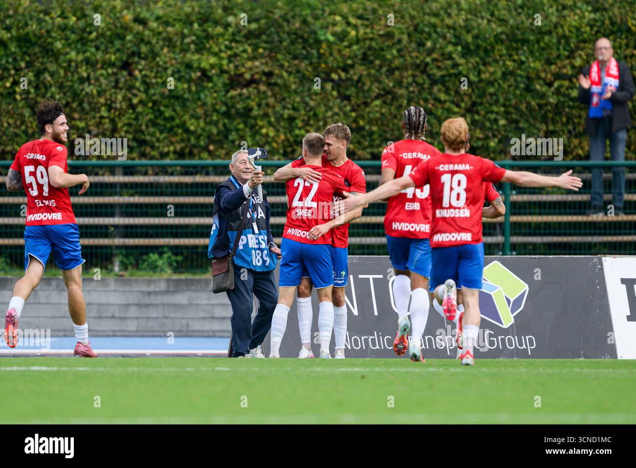 Hvidovre, Danemark. 20 septembre 2025. Andreas Smed (22 ans) de Hvidovre IF marque pour 2-0 lors du match de Betinia Liga entre Hvidovre IF et Hilleroed au Pro ventilation Arena de Hvidovre. Crédit : Gonzales photo/Alamy Live News Banque D'Images