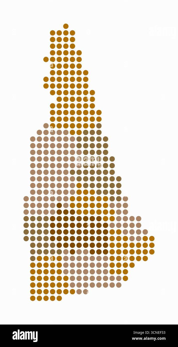 Carte en pointillés du New Hampshire. Carte de style numérique de l'état sur fond blanc. Forme du New Hampshire avec des points circulaires. Style de points colorés. Illustration de Vecteur