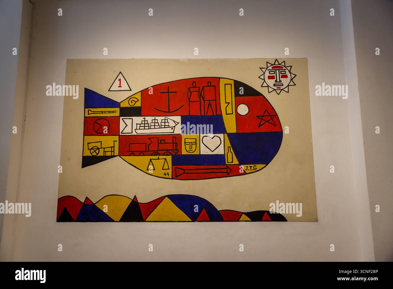 Peinture de Joaquín Torres García, artiste moderne le plus influent d’Uruguay, exposée au Museo Torres García de Ciudad Vieja. Banque D'Images