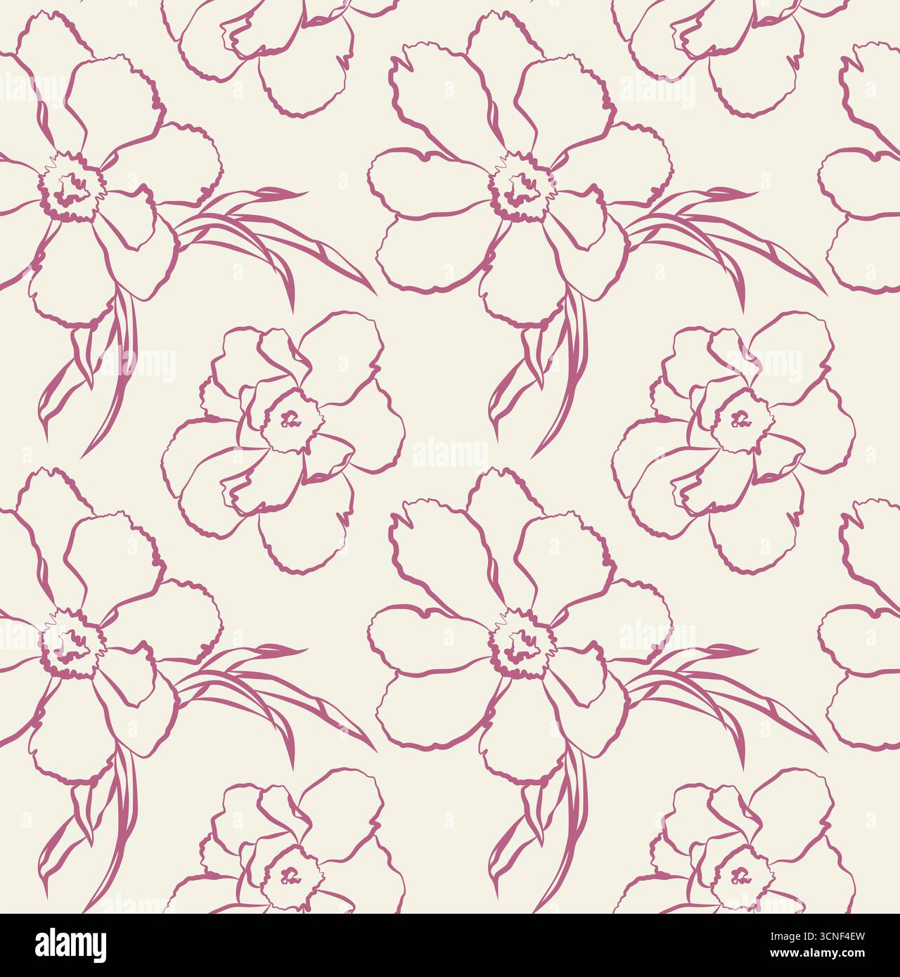 Motif floral contemporain de ligne, fond d'esquisse botanique sans couture pour l'art de surface Banque D'Images