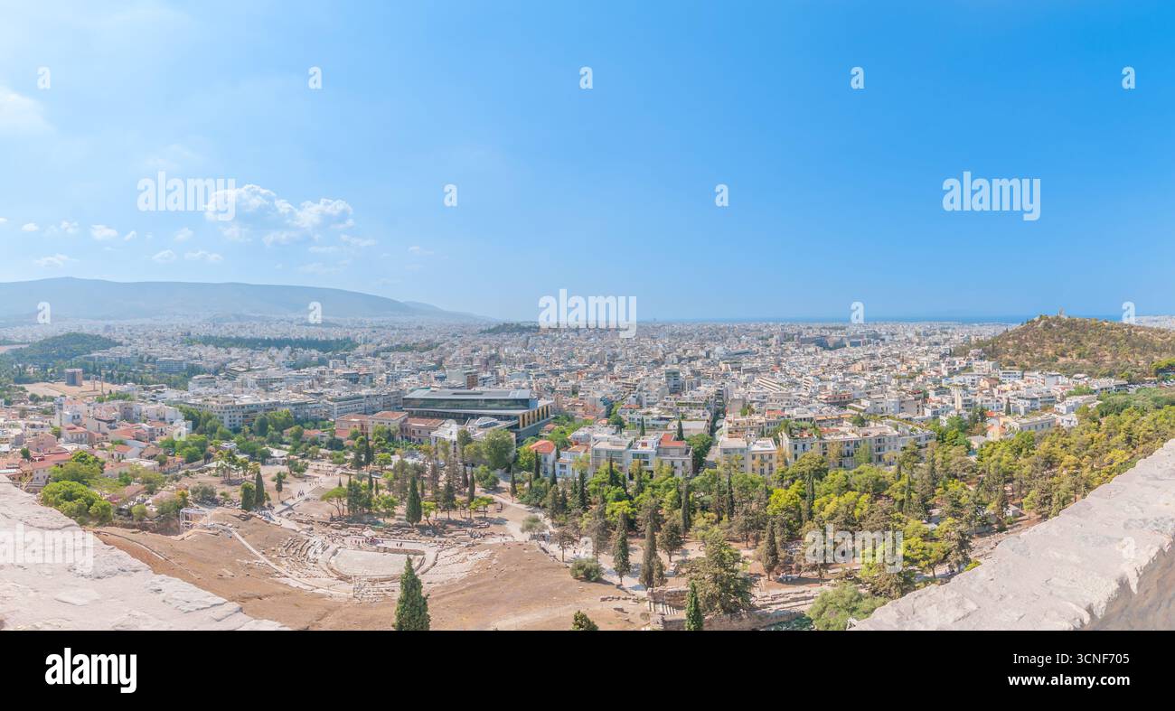 Vue panoramique d'Athènes depuis l'Acropole. Banque D'Images