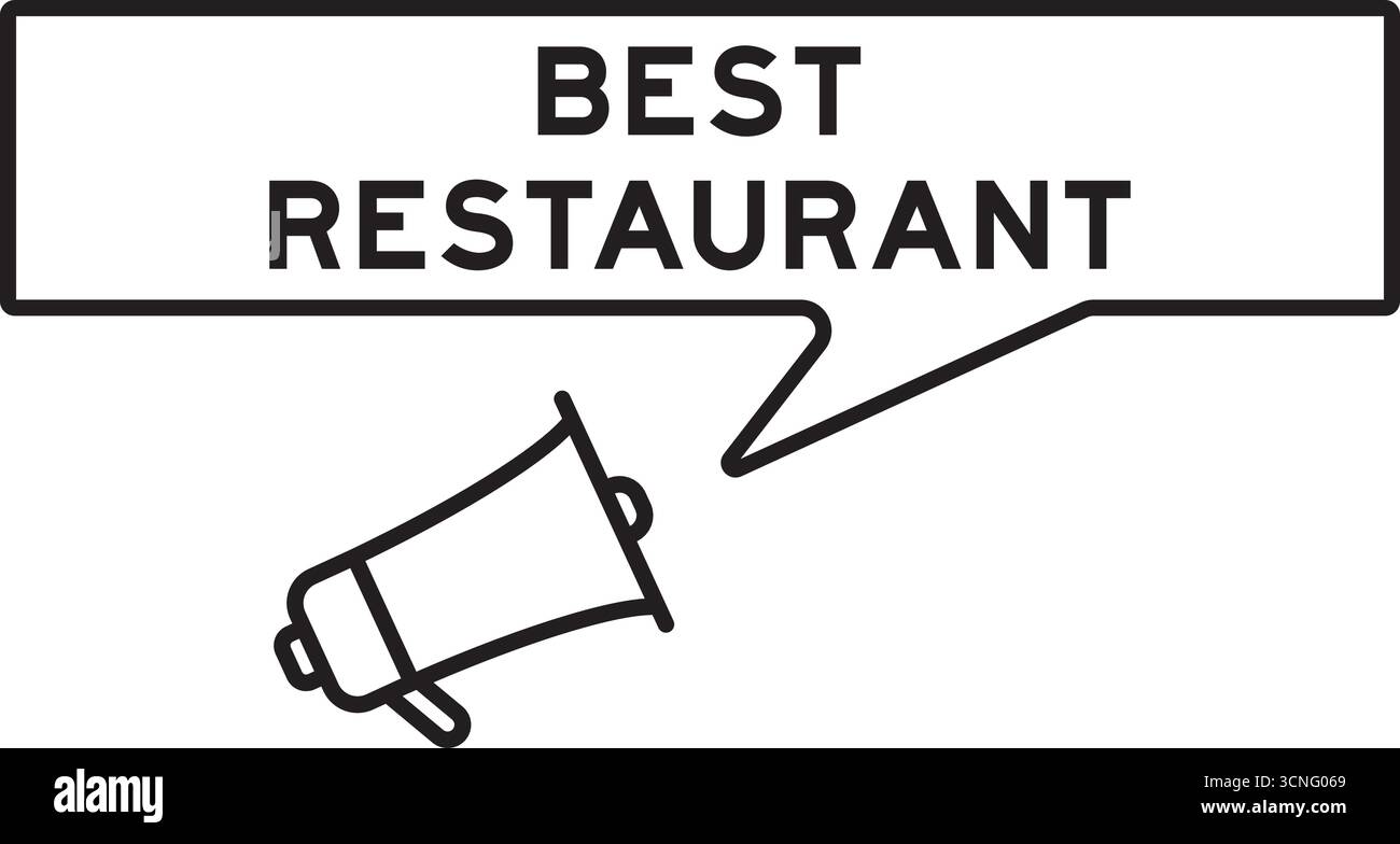 Icône mégaphone avec bulle de discours dans le mot meilleur restaurant sur fond blanc Illustration de Vecteur