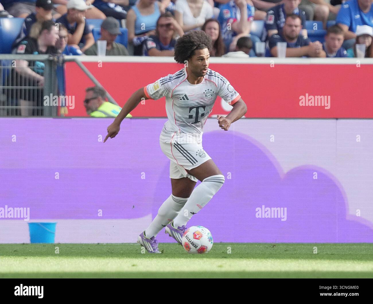 Sinsheim, Deutschland. 20 septembre 2025. 20/09/2025, PreZero Arena, Sinsheim, GER, 1.FBL, TSG Hoffenheim vs FC Bayern Munich, dans la photo Serge Gnabry (Munich) la réglementation DFL interdit toute utilisation de photographies comme séquences d'images et/ou quasi-vidéo. Crédit : dpa/Alamy Live News Banque D'Images