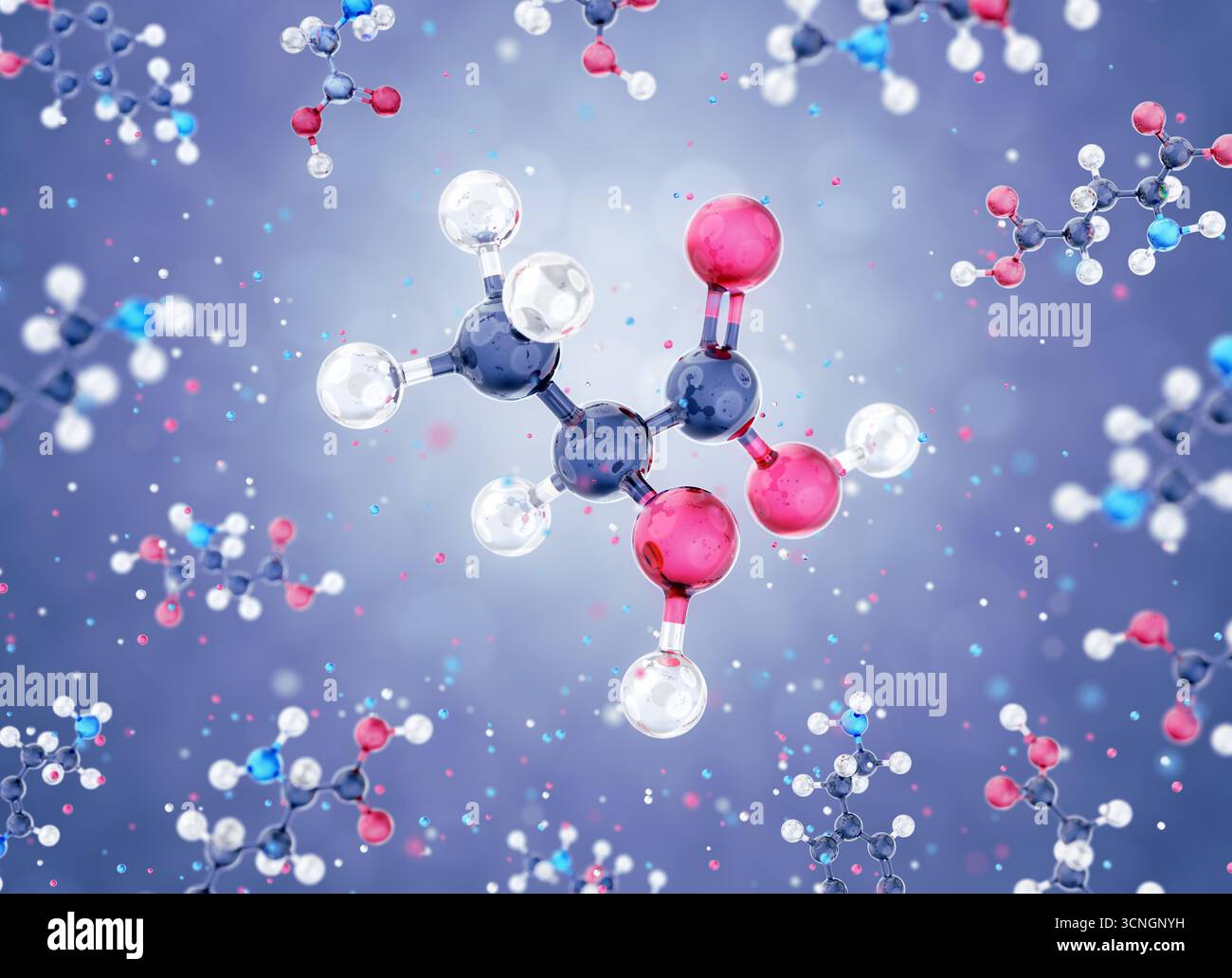 Molécule d'acide lactique Banque D'Images