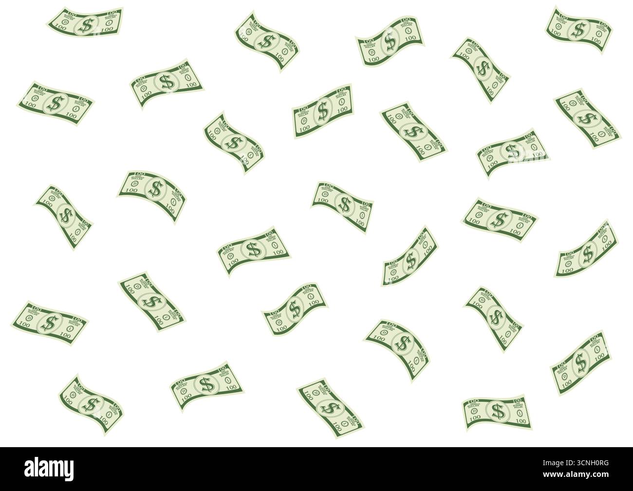 Billet d'un dollar ou billet de banque en chute libre. Fond de monnaie en dollars. Concept riche et de richesse. Illustration vectorielle. Illustration de Vecteur