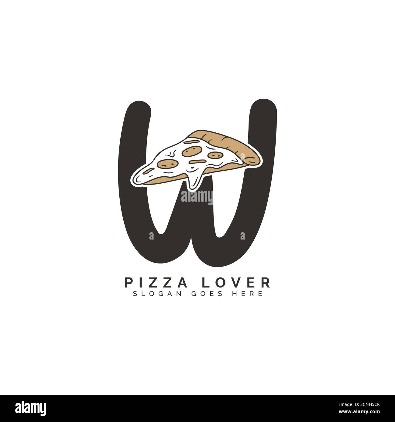 Lettre W Pizza logo Design. Alphabet W Pizza concept icône Illustration de Vecteur