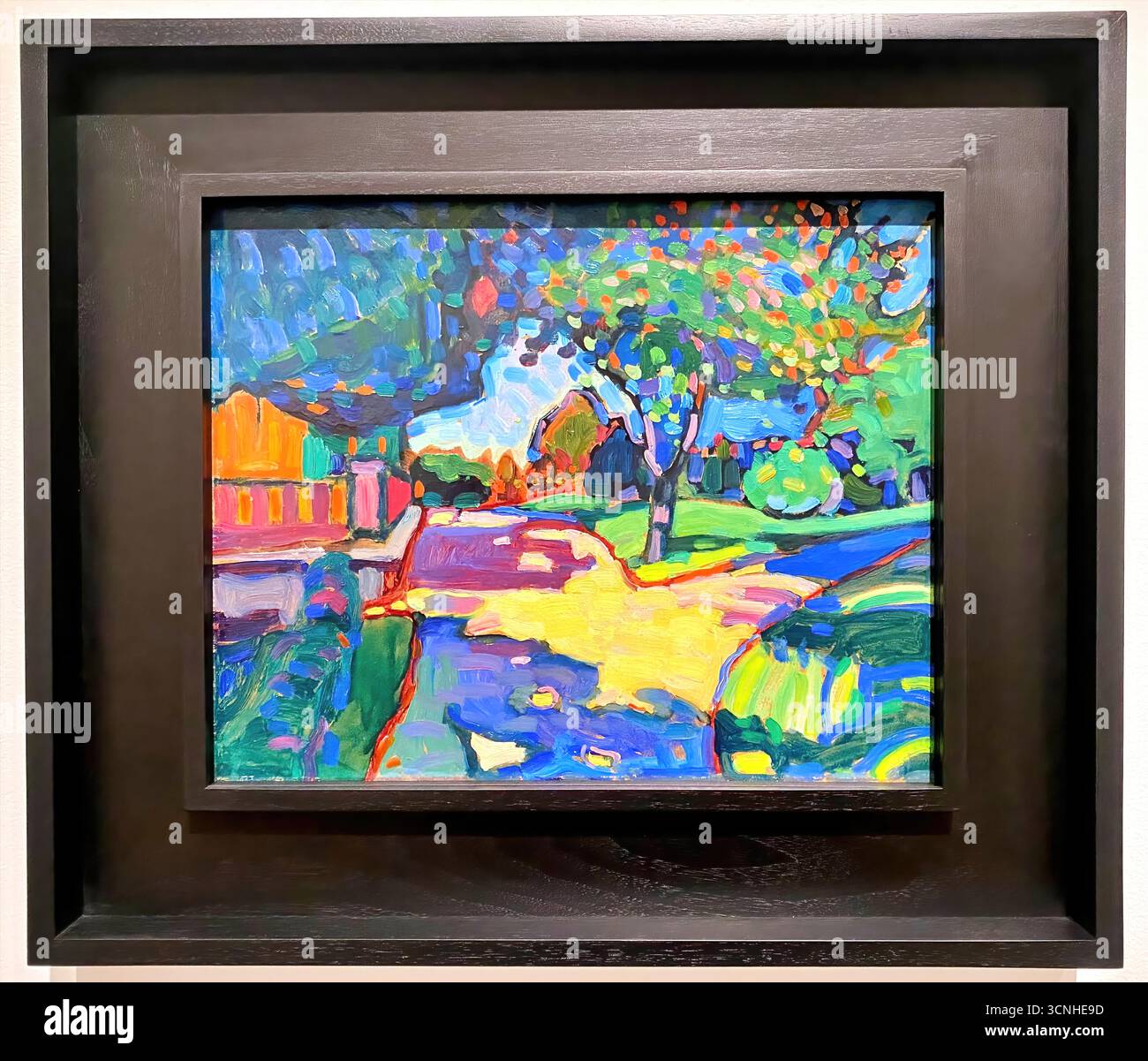Wassily Kandinsky trois arbres Linden, 1908, paysage expressionniste des premiers arbres stylisés colorés avec des coups de pinceau audacieux, se déplaçant vers l'abstraction Illustration de Vecteur Wassily Kandinsky trois arbres Linden, 1908, paysage expressionniste des premiers arbres stylisés colorés avec des coups de pinceau audacieux, se déplaçant vers l'abstraction Illustration de Vecteur