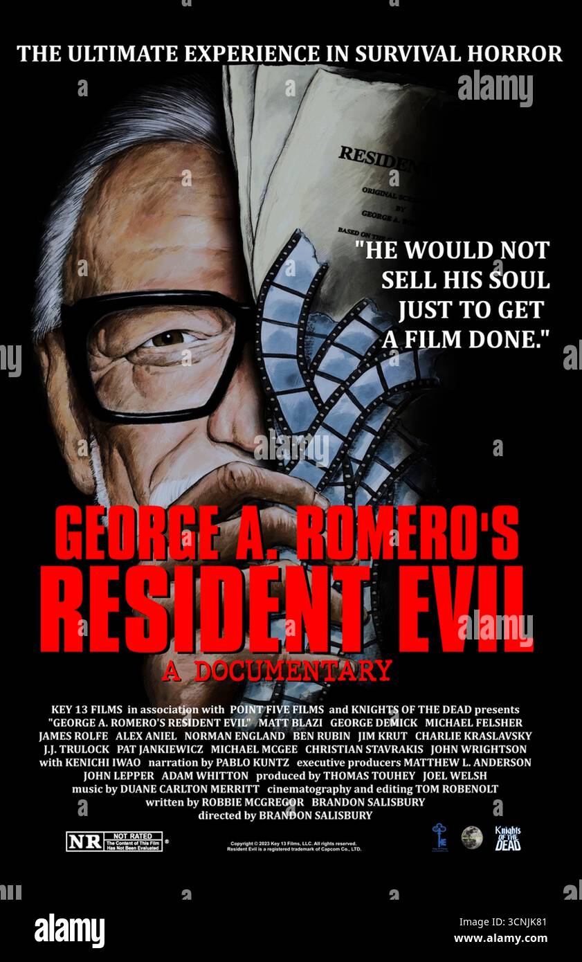 Resident Evil de George A. Romero (2022) réalisé par Brandon Salisbury. Un documentaire explorant la version originale du film Resident Evil de George A. Romero, plongeant dans le concept art, les brouillons et les interviews. Affiche AMÉRICAINE À une feuille POUR USAGE ÉDITORIAL UNIQUEMENT. Crédit : BFA / Key 13 films Banque D'Images