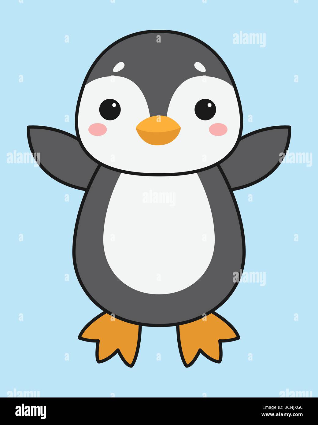 Pingouin de dessin animé mignon. Arrière-plan isolé. Illustration vectorielle. Illustration de Vecteur