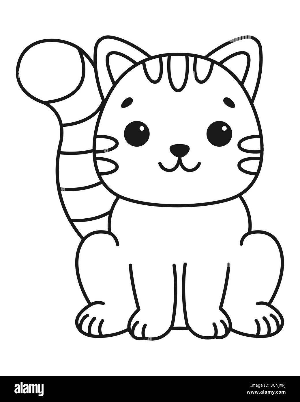 Chat de dessin animé mignon. Page à colorier. Fond blanc isolé. Illustration vectorielle. Illustration de Vecteur