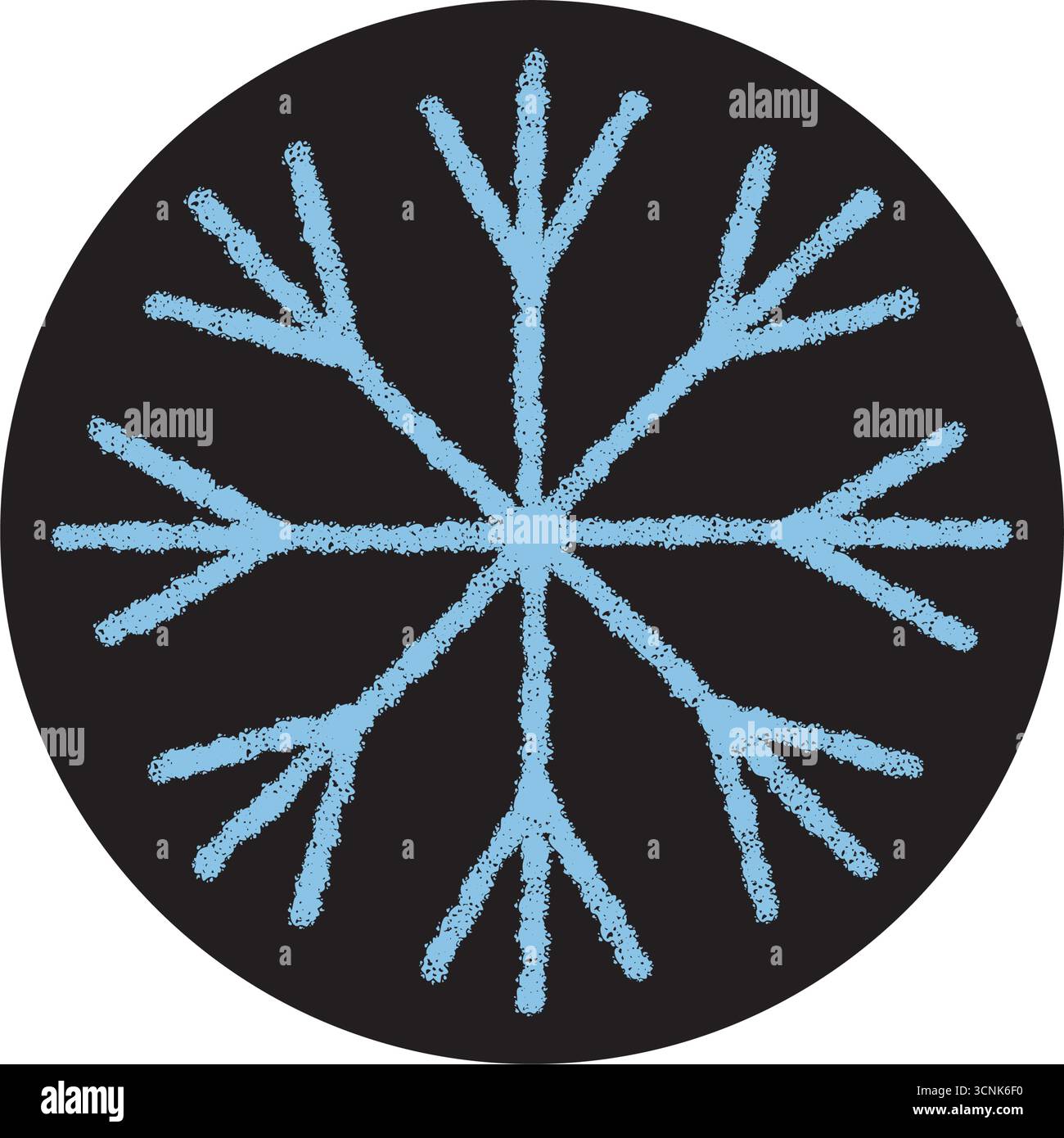 Icône d'autocollant en forme de flocon de neige crayon bleu Illustration de Vecteur