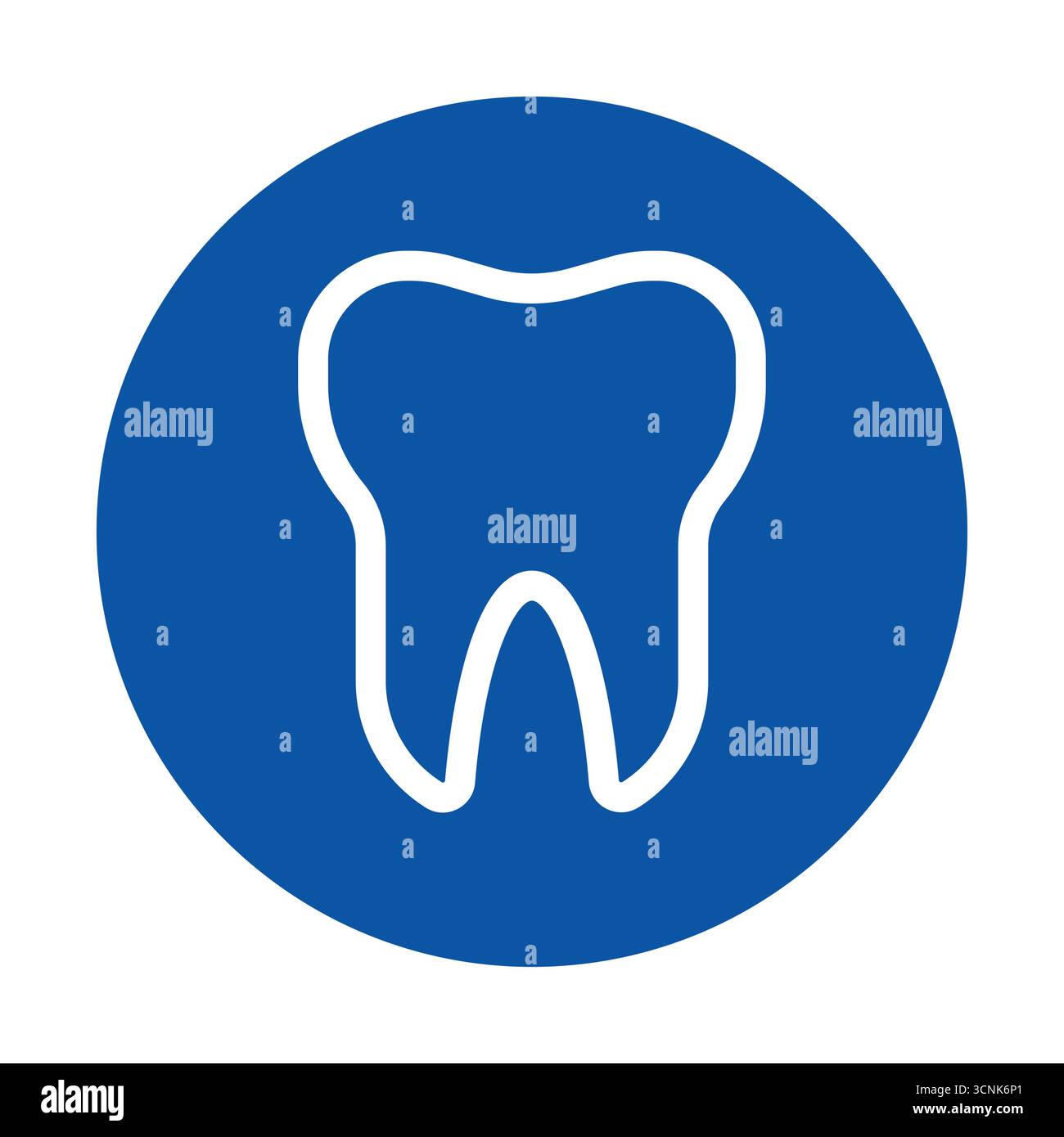 Cette icône dentaire simple présente un motif de dent en blanc sur fond bleu. Idéal pour une utilisation dans les domaines de la santé, de l'éducation et du marketing R Illustration de Vecteur