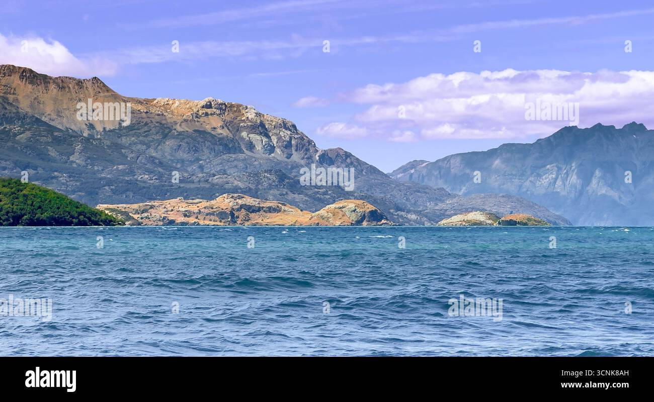 Lac général Carrera sur la Carretera Austral au Chili Banque D'Images