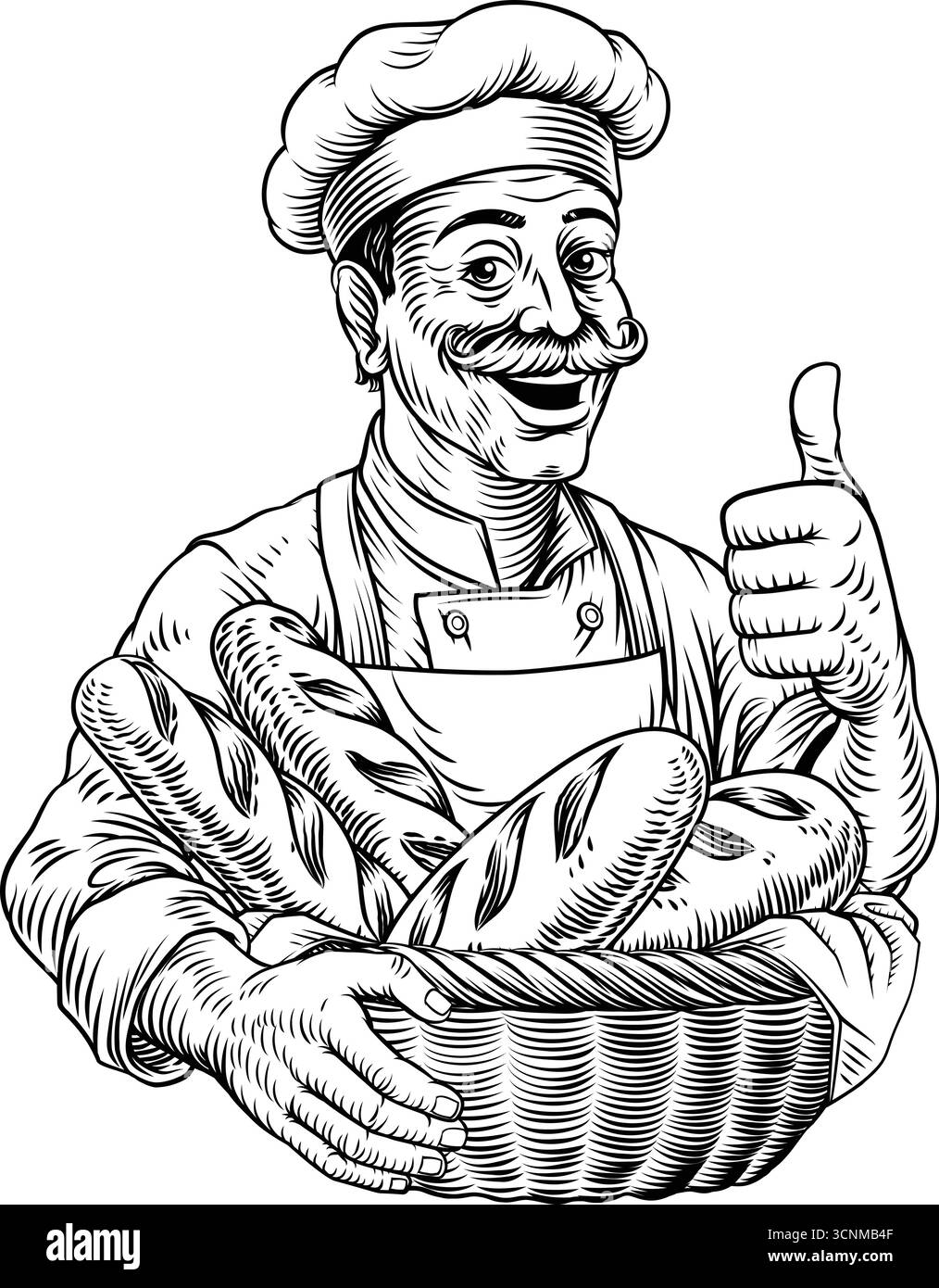 Illustration de boulangerie de boulangerie de pain de chef Baker Illustration de Vecteur