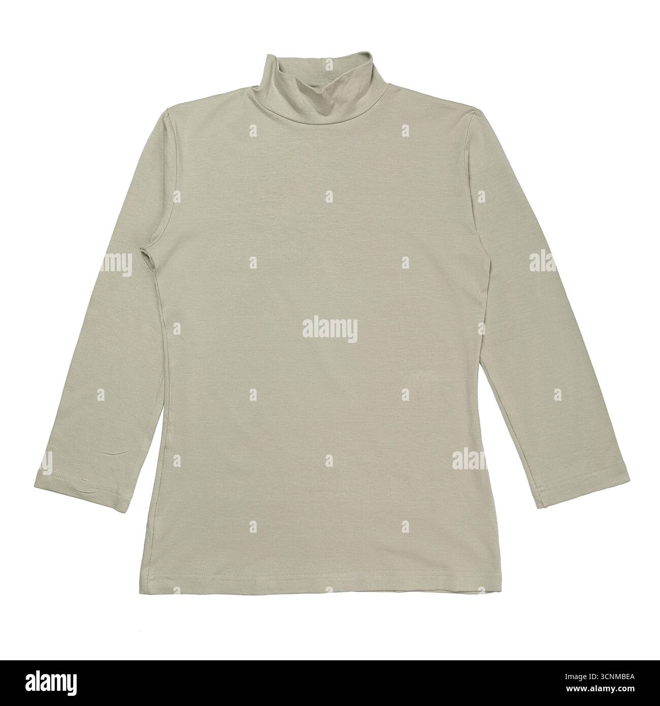 Un col roulé de couleur pistache pour femme avec manches trois-quarts, isolé sur un fond blanc, une vue de face Banque D'Images