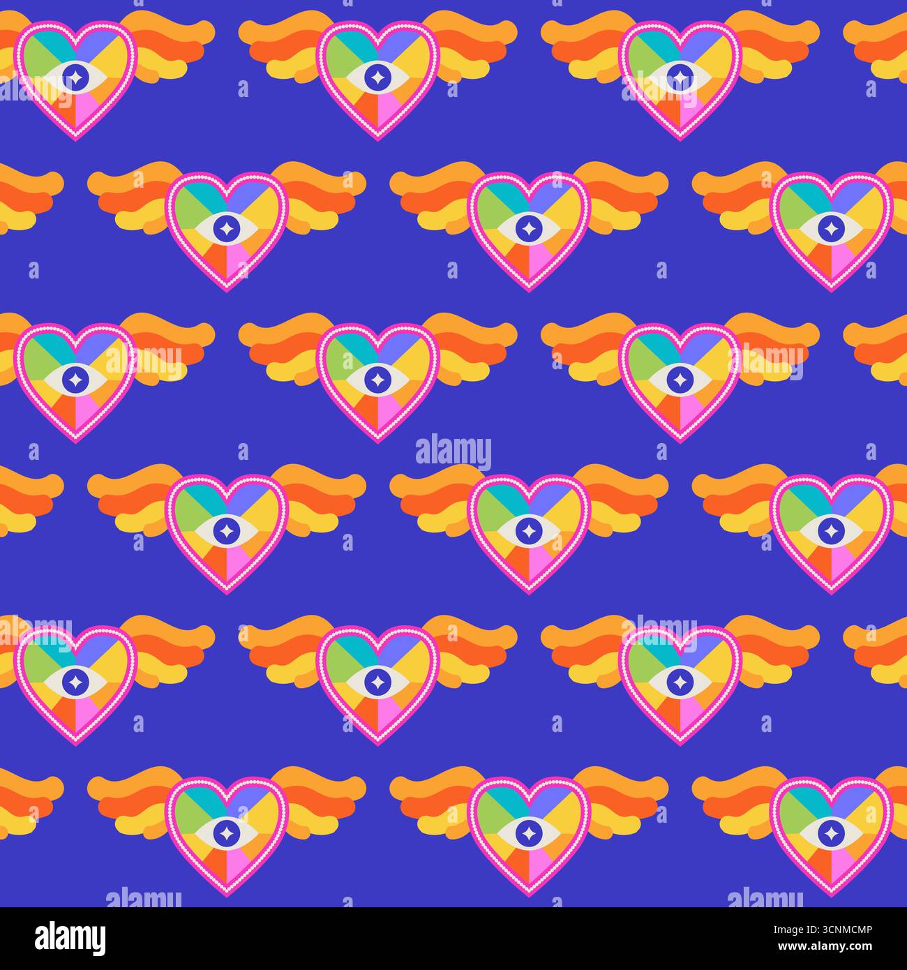 Motif sans couture cœur ailé mystique Illustration de Vecteur