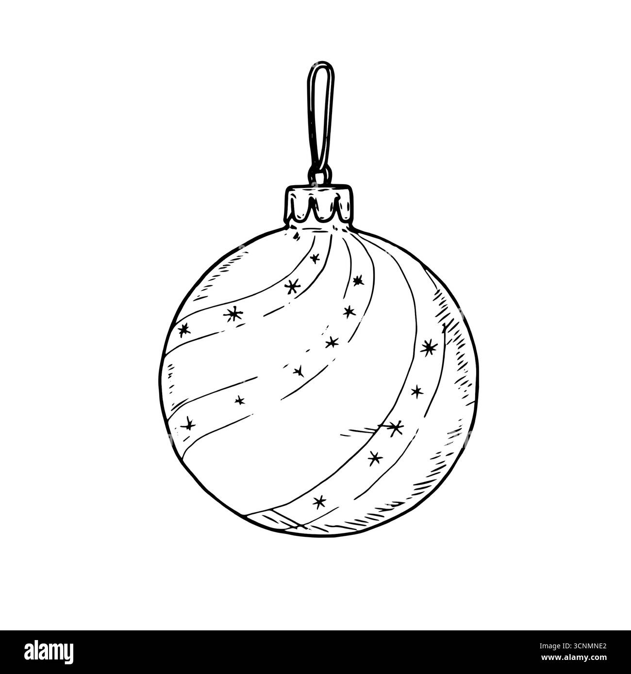 Boules de Noël sur le sapin de Noël, croquis. Illustration vectorielle. Décoration de vacances du nouvel an, isolé sur un fond blanc. Pour les cartes postales, invi Illustration de Vecteur