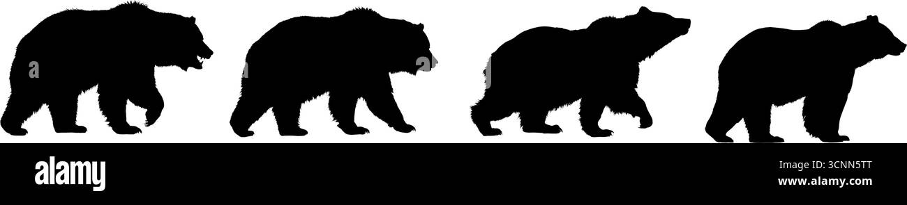 Ensemble de quatre silhouettes d'ours bruns - illustration vectorielle Illustration de Vecteur