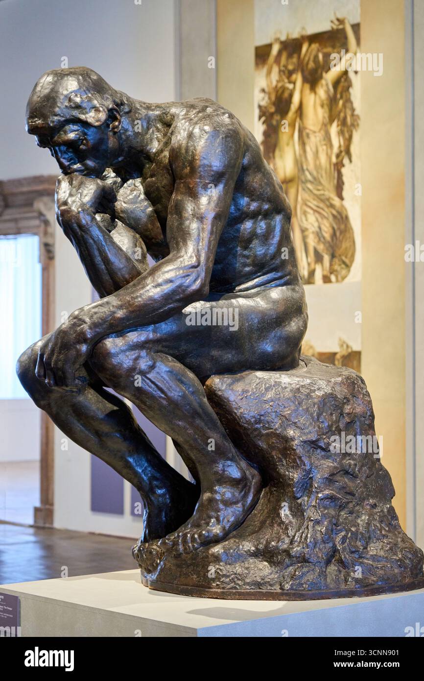Le penseur, 1880-1904, plâtre patiné, Auguste Rodin, Musée Ca' Pesaro, Venise, Venise, Vénétie, Italie Banque D'Images