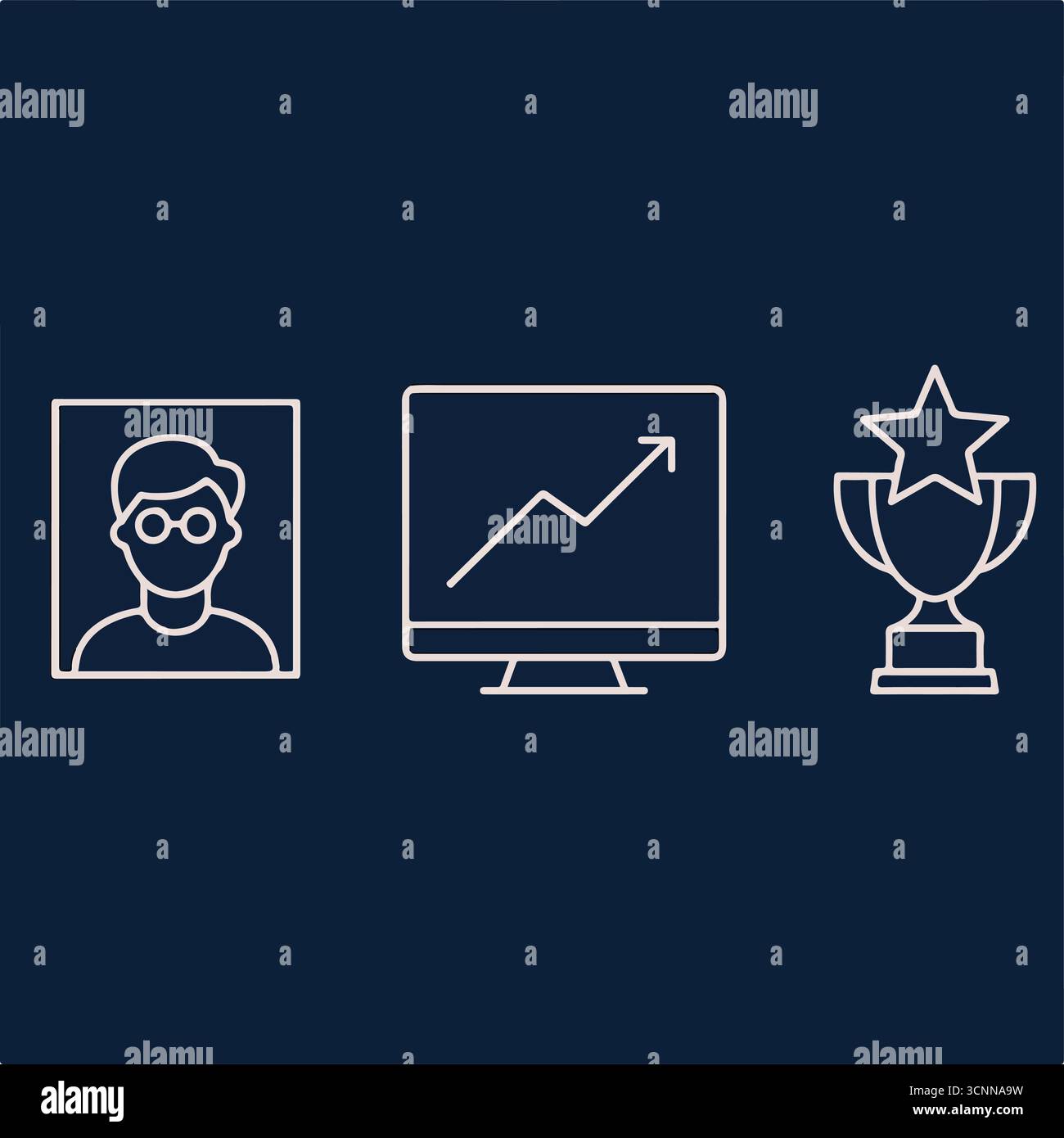 Jeu d'icônes du plan analytique de vente au détail. Carte thermique du trafic piétonnier, analyse du comportement des clients, graphique de croissance des tendances des ventes, trophée des produits les plus vendus. Repère vectoriel Illustration de Vecteur