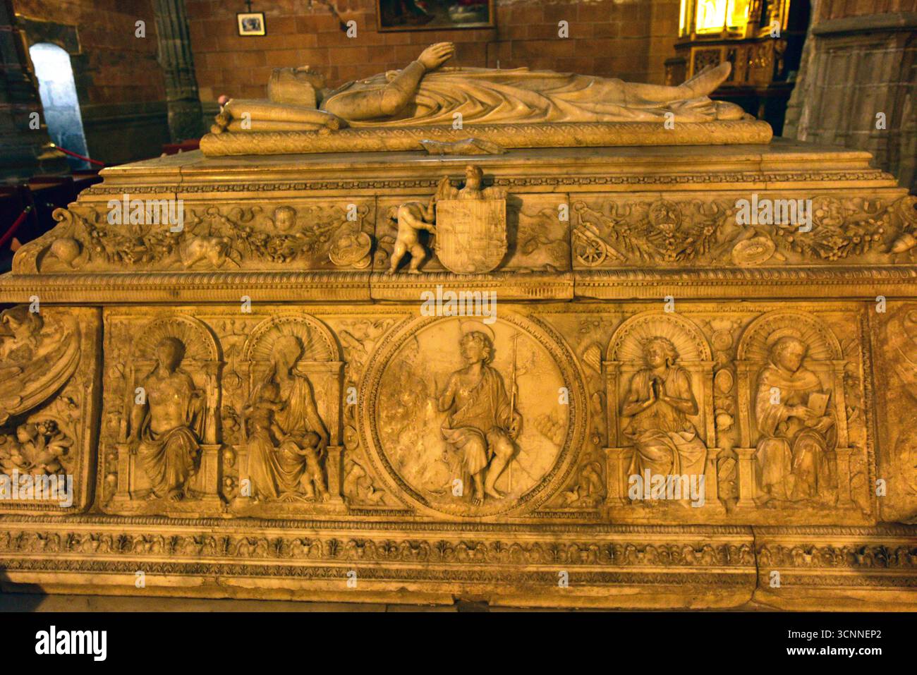 Ville de Ávila, patrimoine mondial de l'UNESCO. Real Monasterio de Santo Tomás (gothique, 1482-1493). Église, Prince Juan sépulcher de Domenico Fancelli (Renaissanc Banque D'Images