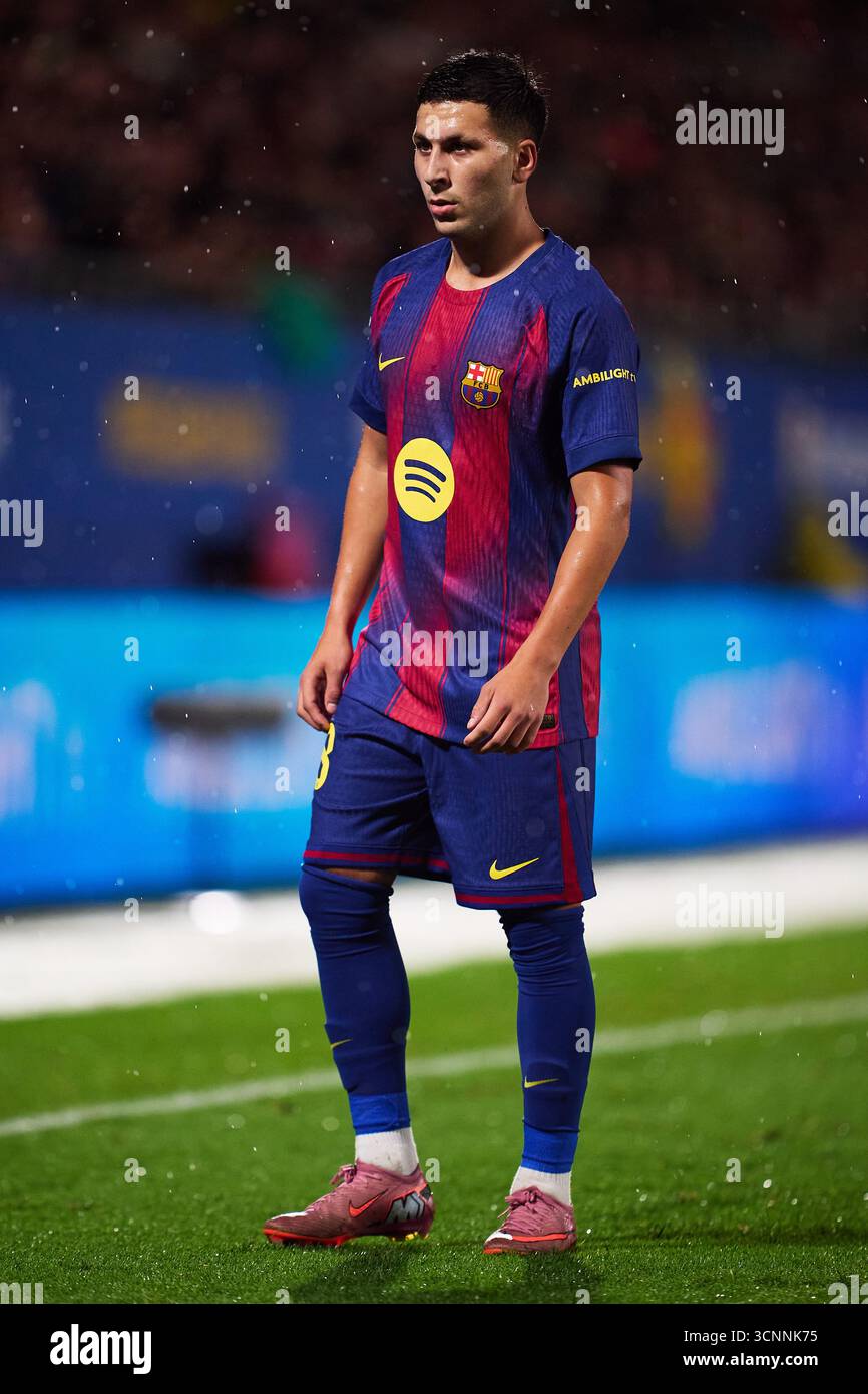 BARCELONE, ESPAGNE - 21 SEPTEMBRE : Roony Bardghji du FC Barcelone lors du match LaLiga EA Sports entre le FC Barcelone et Getafe CF à l'Estadi Johan Cruyff le 21 septembre 2025 à Barcelone, Espagne. (Photo de QSP) Banque D'Images