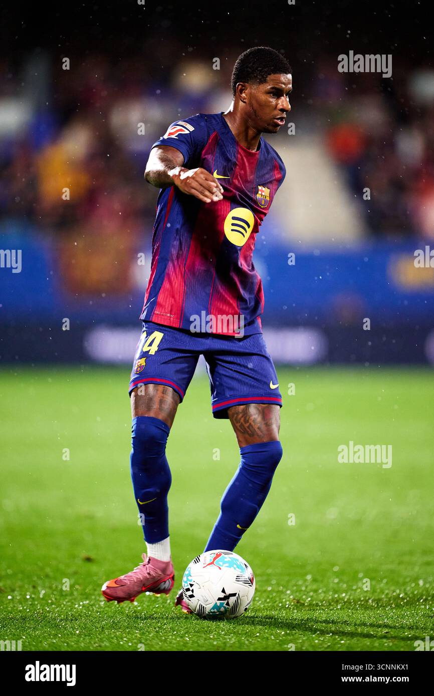 BARCELONE, ESPAGNE - 21 SEPTEMBRE : Marcus Rashford du FC Barcelone lors du match LaLiga EA Sports entre le FC Barcelone et Getafe CF à l'Estadi Johan Cruyff le 21 septembre 2025 à Barcelone, Espagne. (Photo de QSP) Banque D'Images