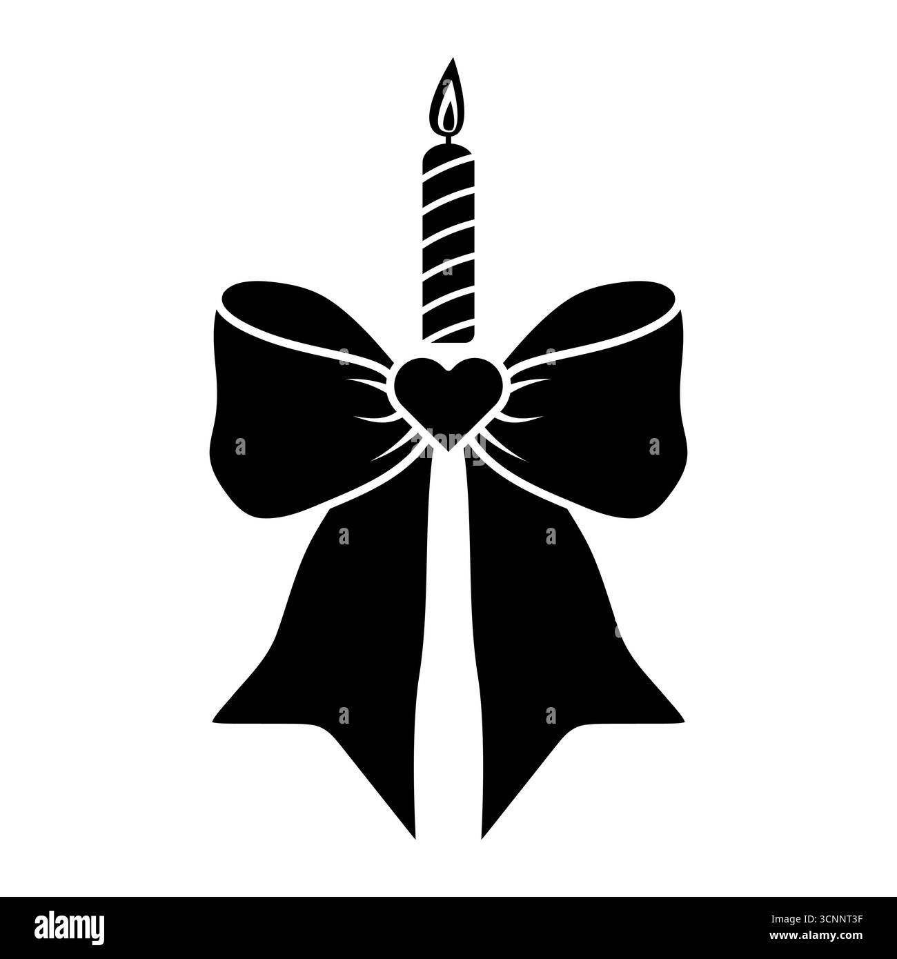 Bougie romantique avec coeur et silhouette d'arc. Parfait pour les anniversaires, les mariages, les anniversaires ou les conceptions de la Saint-Valentin. Illustration de Vecteur