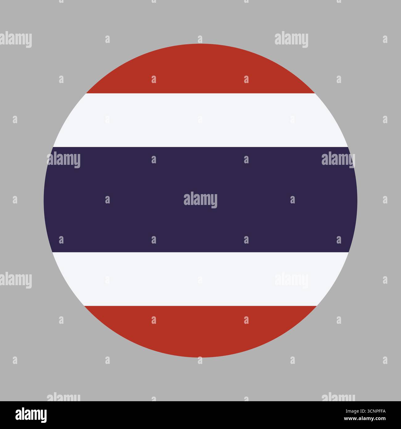 Icône de cercle drapeau national de Thaïlande. Drapeau rond Thaïlande. Drapeau Thaïlande signe arrondi simple. Illustration de Vecteur
