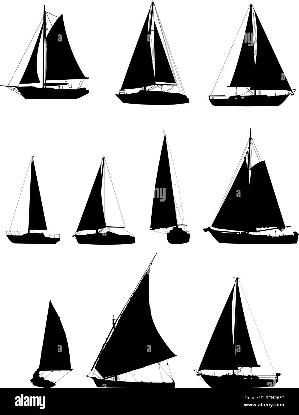 Ensemble silhouette de voilier - illustration vectorielle Illustration de Vecteur