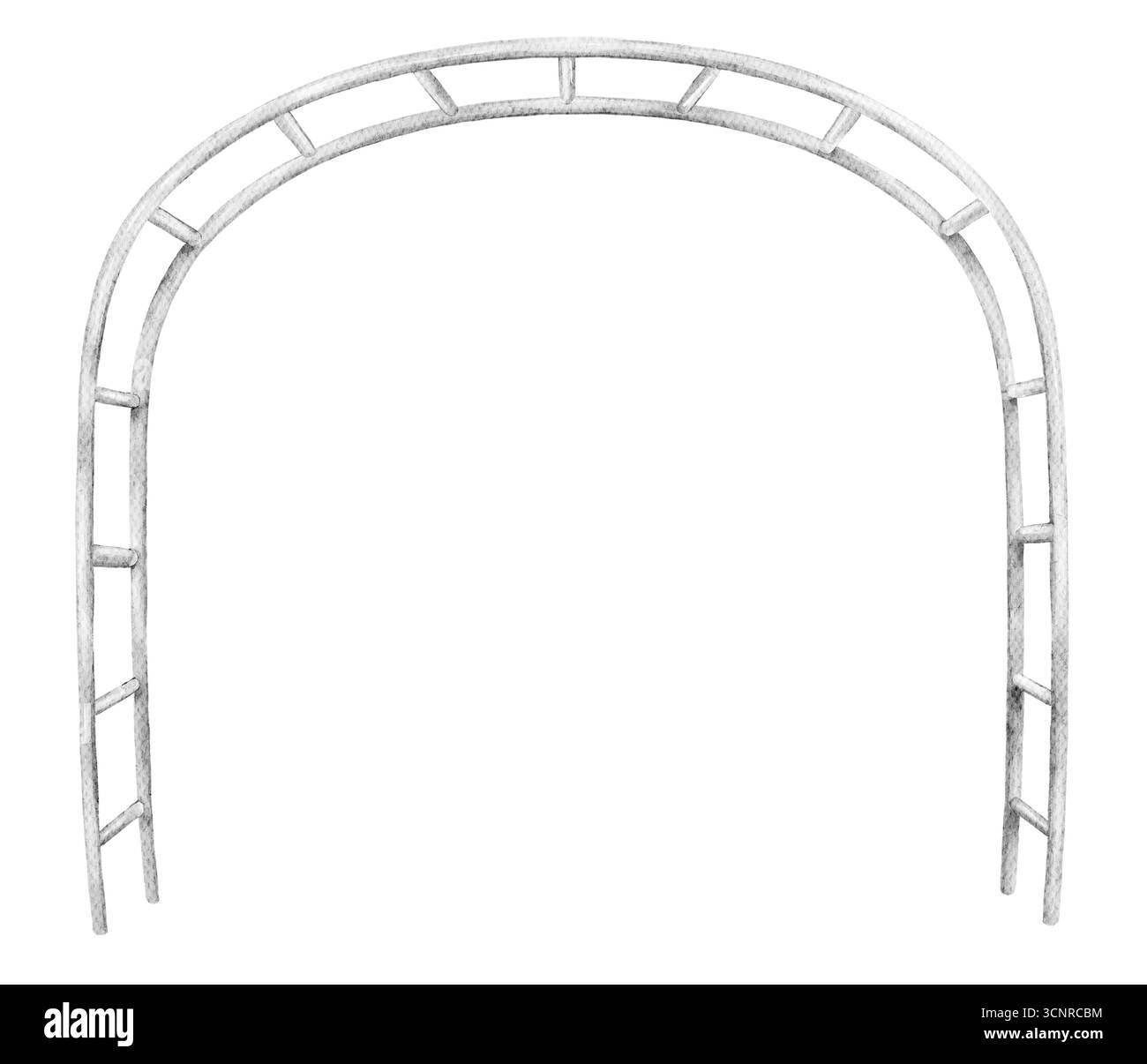 Arc en acier minimal en aquarelle conçu comme un cadre pour la décoration de fleurs. Œuvre d'art peinte à la main avec une atmosphère délicate et moderne, adapté pour Wed Banque D'Images