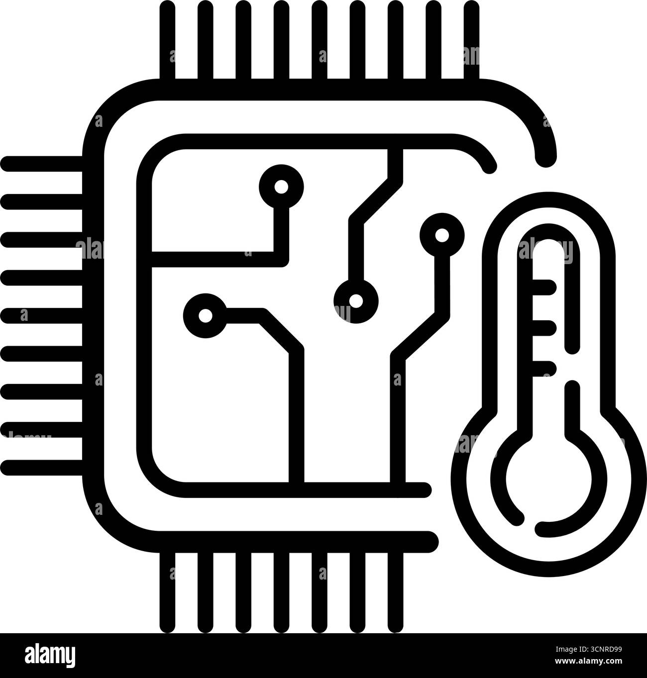 Icône de ligne de température du processeur Illustration de Vecteur