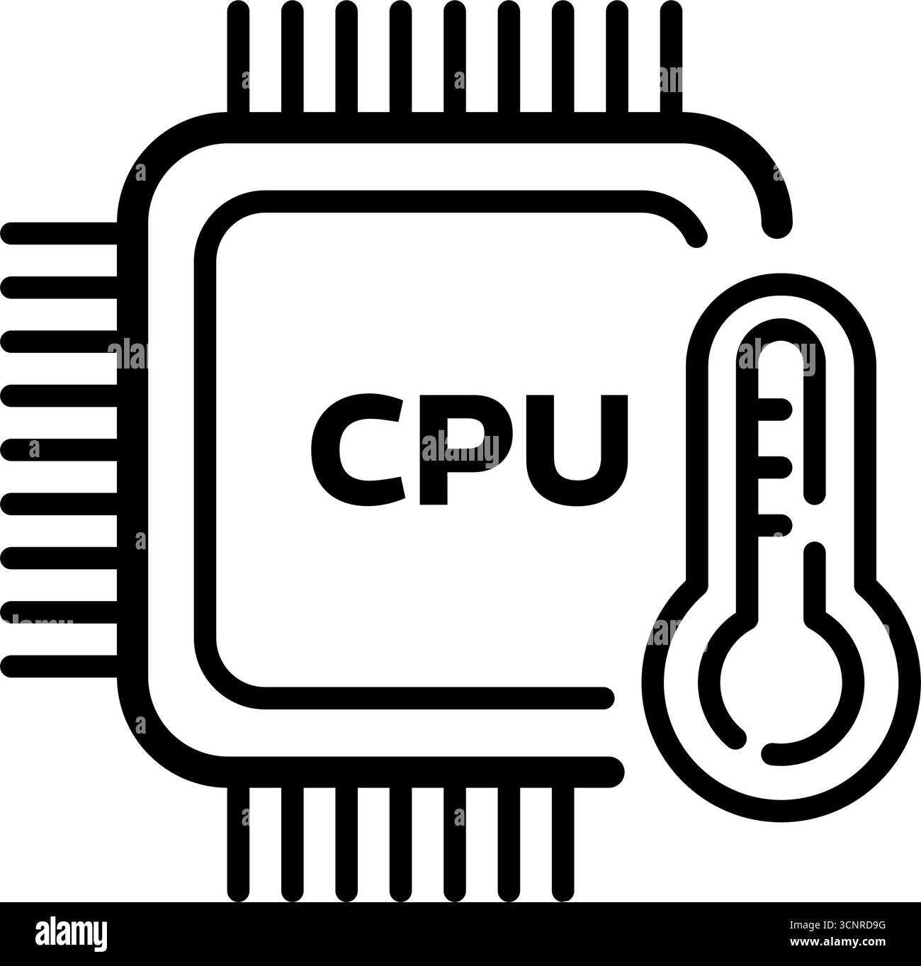Icône de ligne de température du processeur Illustration de Vecteur