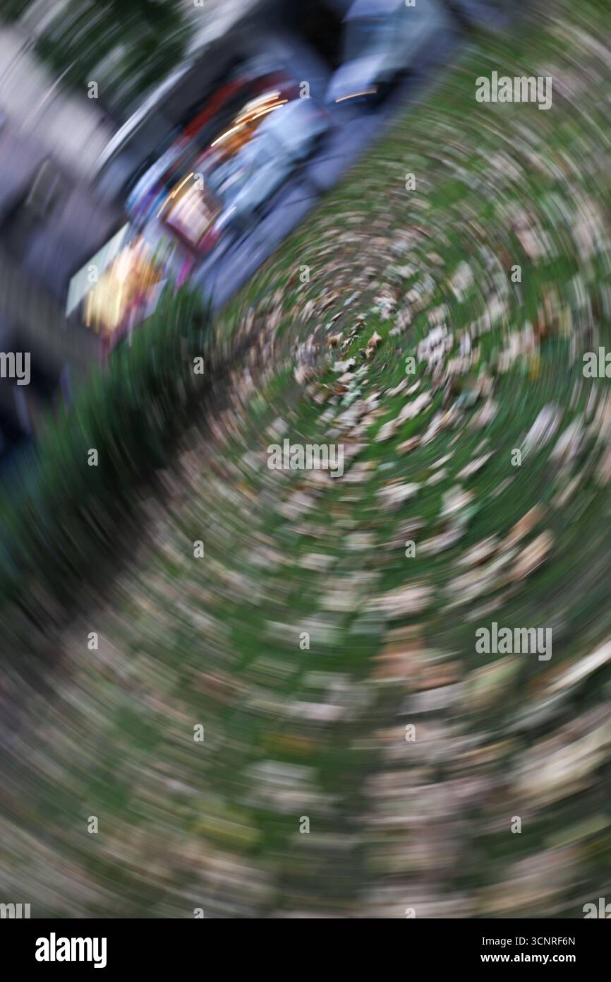 Madrid, Espagne, 22 septembre 2025 : de nombreuses feuilles jonchent l'herbe du Paseo del Prado pendant l'automne arrive en Espagne, le 22 septembre 2025, à Madrid, Espagne. Crédit : Alberto Brevers / Alamy Live News. Banque D'Images