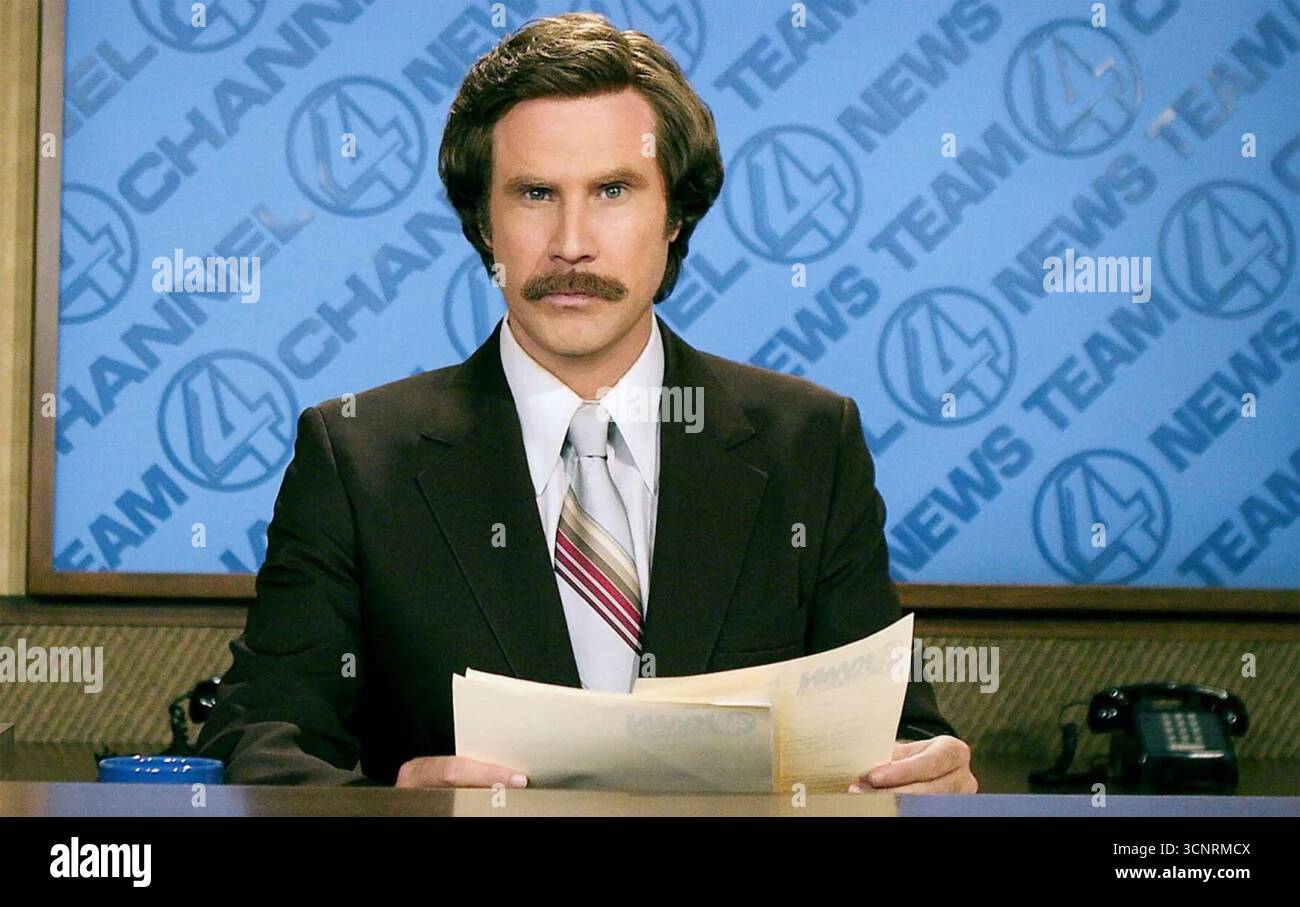 PRÉSENTATEUR : LA LÉGENDE DE RON BOURGOGNE 2004 DreamWorks Pictures film avec Will Ferrell comme présentateur pour une chaîne de télévision américaine locale Banque D'Images