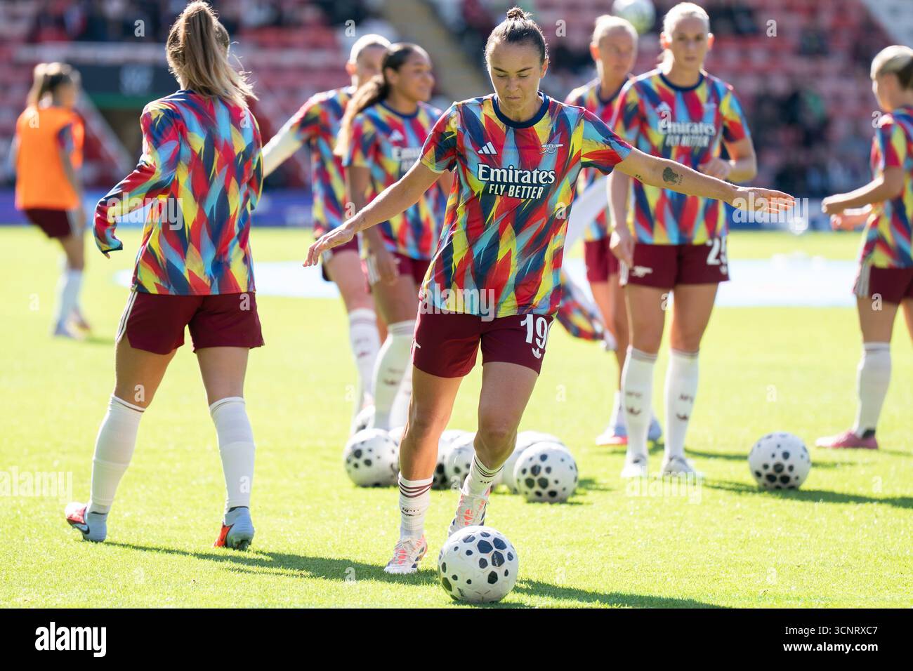 Manchester United Women v Arsenal Women’s Super League LEIGH, ANGLETERRE -21 septembre 2025 : Caitlin Foord lors du match entre Manchester United et Arsenal au Leigh Sports Village le -21 septembre 2025 à Leigh, Angleterre. Banque D'Images