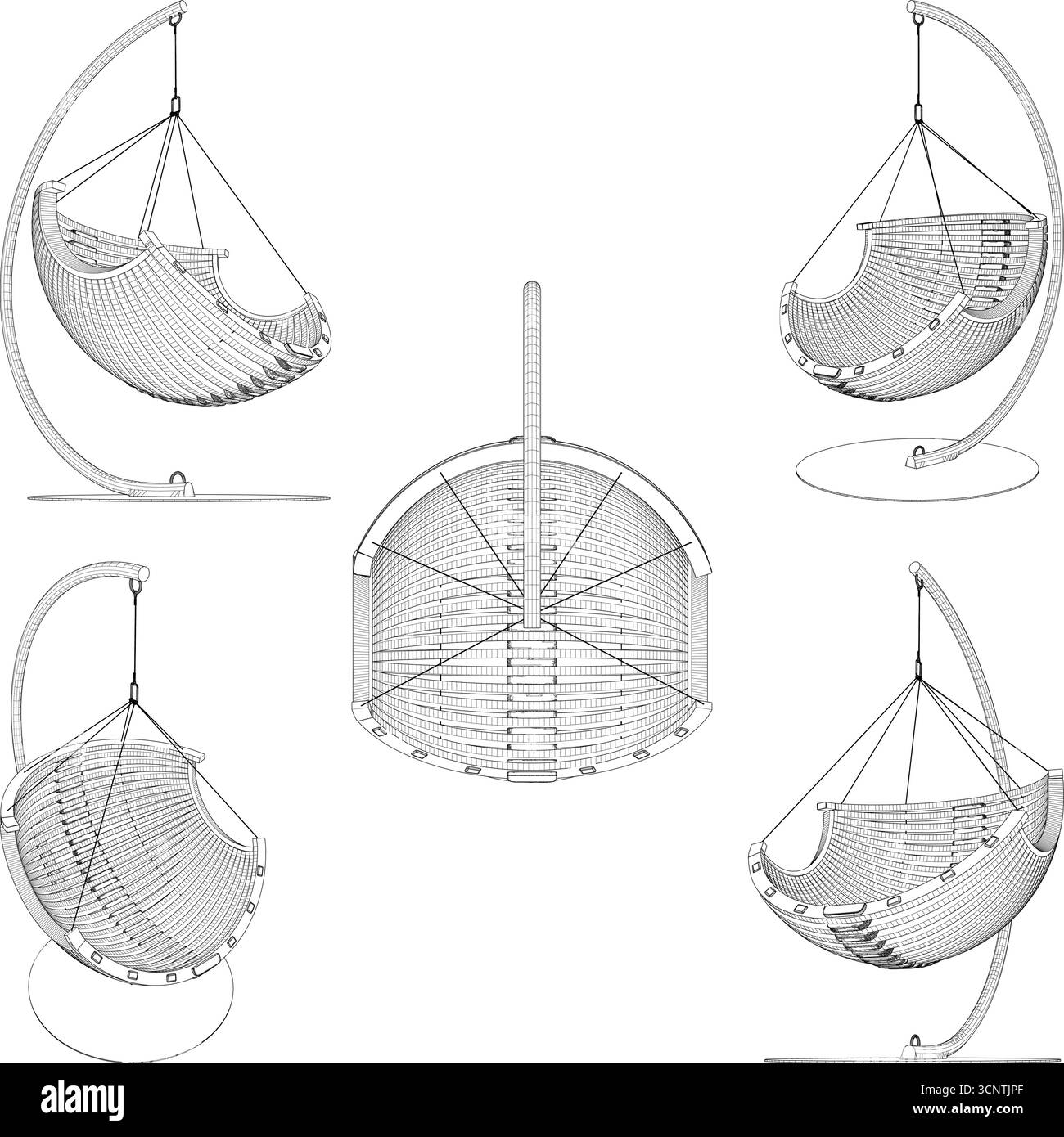 Vecteur de chaise pivotante suspendu. Illustration de chaise de siège isolé sur fond blanc. Illustration de Vecteur