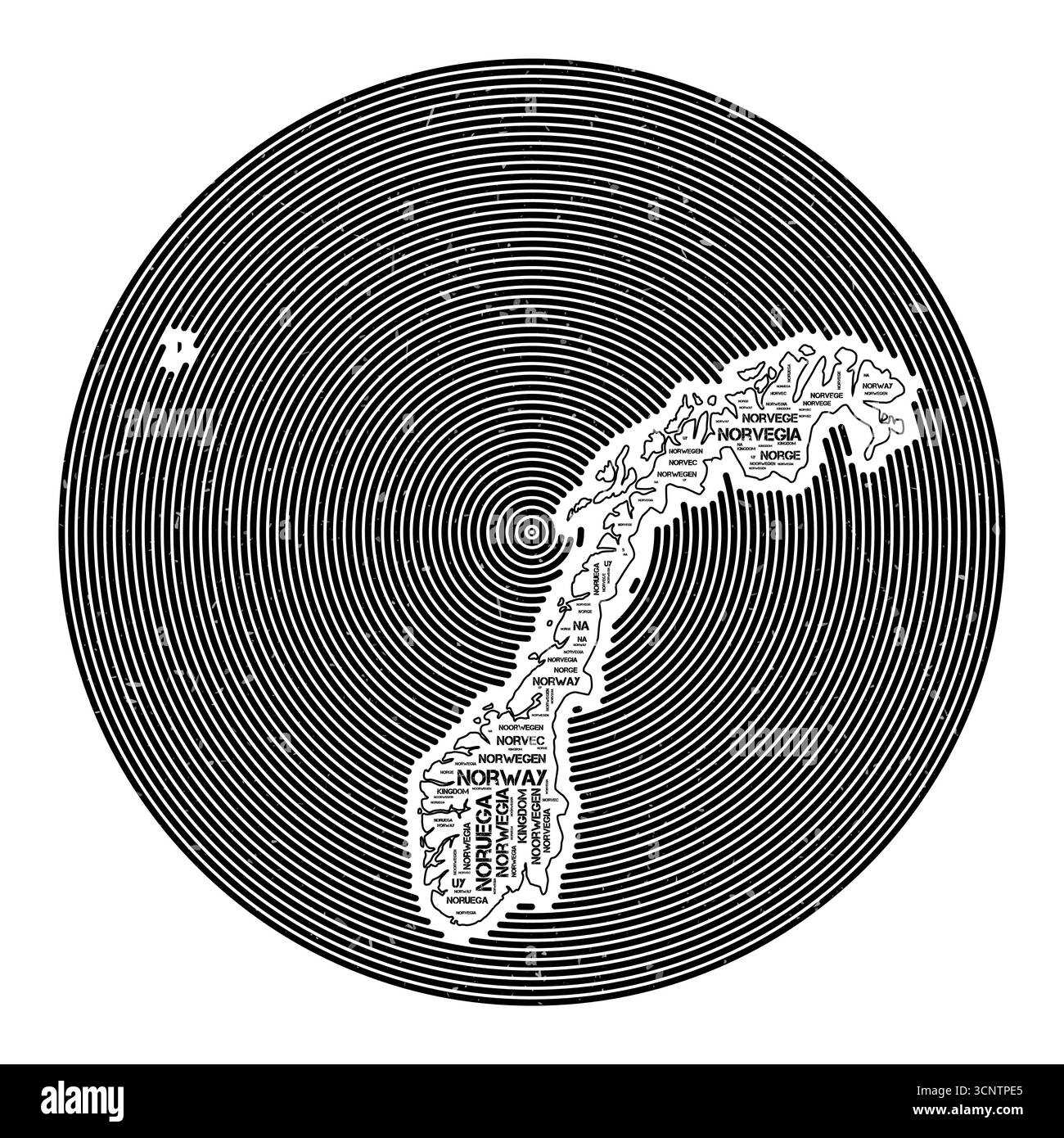 Norvège image vectorielle. Logo rond de pays. Affiche de Norvège en arcs de cercle et style nuage de mots. Illustration vectorielle captivante. Illustration de Vecteur