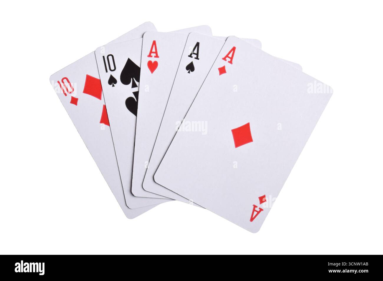 cartes à jouer isolées sur fond blanc. cartes de poker pleines as avec dix Banque D'Images