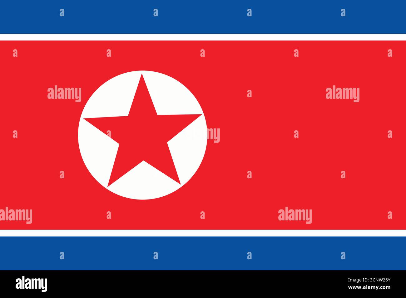 Vecteur de drapeau national officiel de corée du Nord. Conception minimale et modifiable adaptée à de multiples utilisations. Drapeau national de la Corée du Nord avec champ rouge et bleu. Illustration de Vecteur