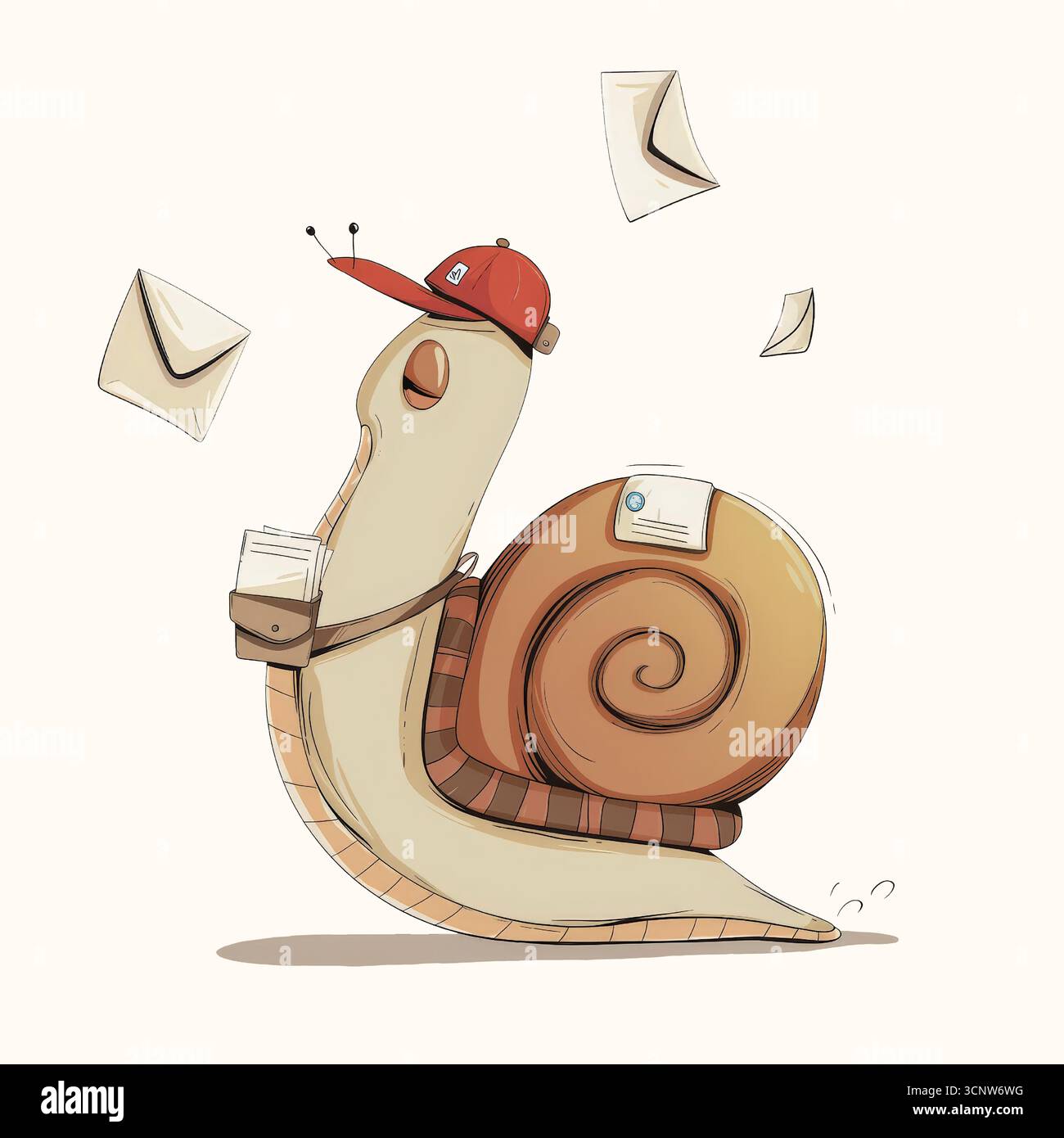 Tireur d'escargot drôle livrant des lettres Illustration de Vecteur