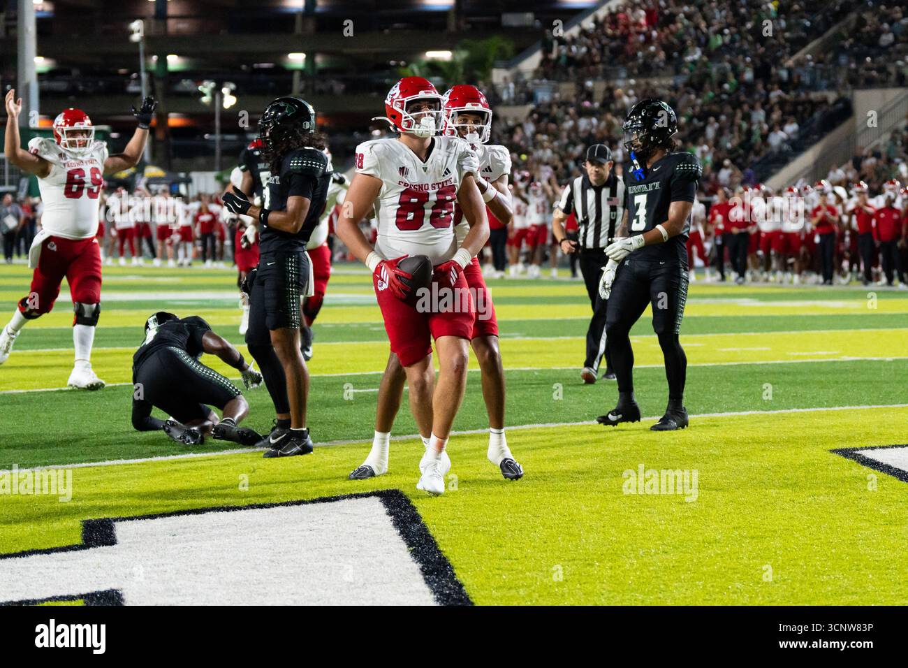 E.J. Warner trouve Richie Anderson III pour 13 yards TD pour tirer Fresno State dans les 9-7 avant la mi-temps Banque D'Images