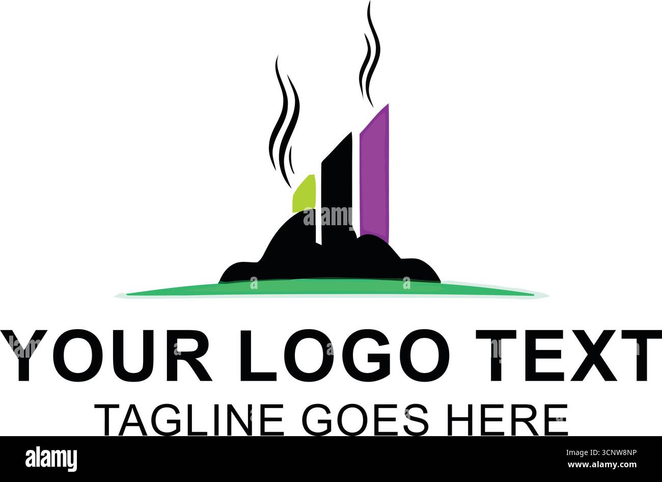 logo abstrait avec barres verticales et vapeur – conception colorée d'icône de marque Illustration de Vecteur